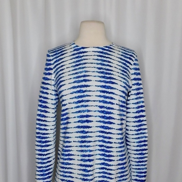 J. MCLAUGHLIN Lenny Sweater Button Sleeve Cuffs Blue White Abstract Stripe Small - Picture 4 of 11